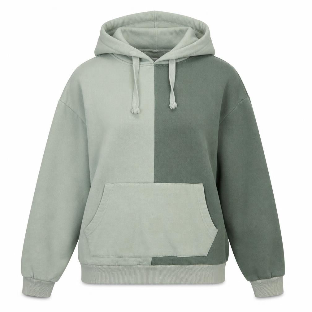 Front view of Another Influence Women’s Green Colourblock Oversized Hoodie XS