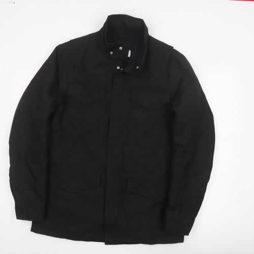Reiss Men Black M Military Jacket Padded 4 Pocket Stand-Up Collar