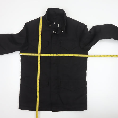 Reiss Men Black M Military Jacket Padded 4 Pocket Stand-Up Collar