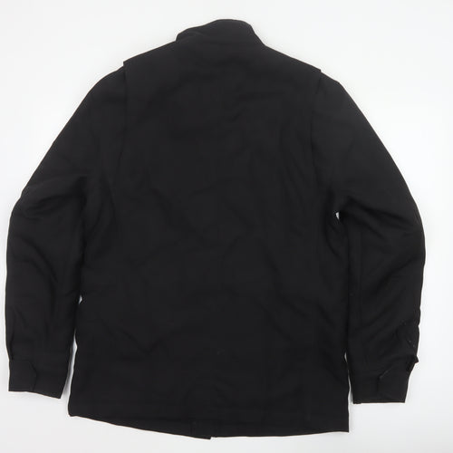 Reiss Men Black M Military Jacket Padded 4 Pocket Stand-Up Collar