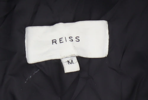 Reiss Men Black M Military Jacket Padded 4 Pocket Stand-Up Collar
