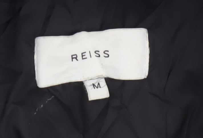 Reiss Men Black M Military Jacket Padded 4 Pocket Stand-Up Collar
