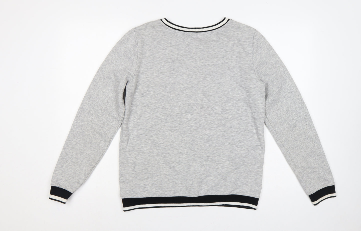 Dorothy Perkins Women Grey Floral Embroidered Pullover Sweatshirt UK 10