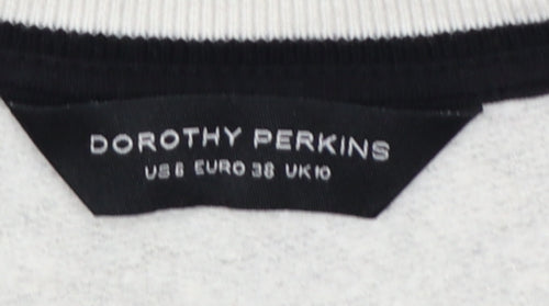 Dorothy Perkins Women Grey Floral Embroidered Pullover Sweatshirt UK 10