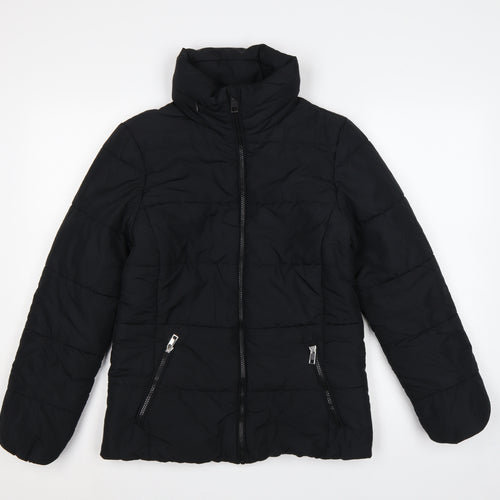 Marks and Spencer Women Black UK 8 Puffer Jacket Quilted Zip