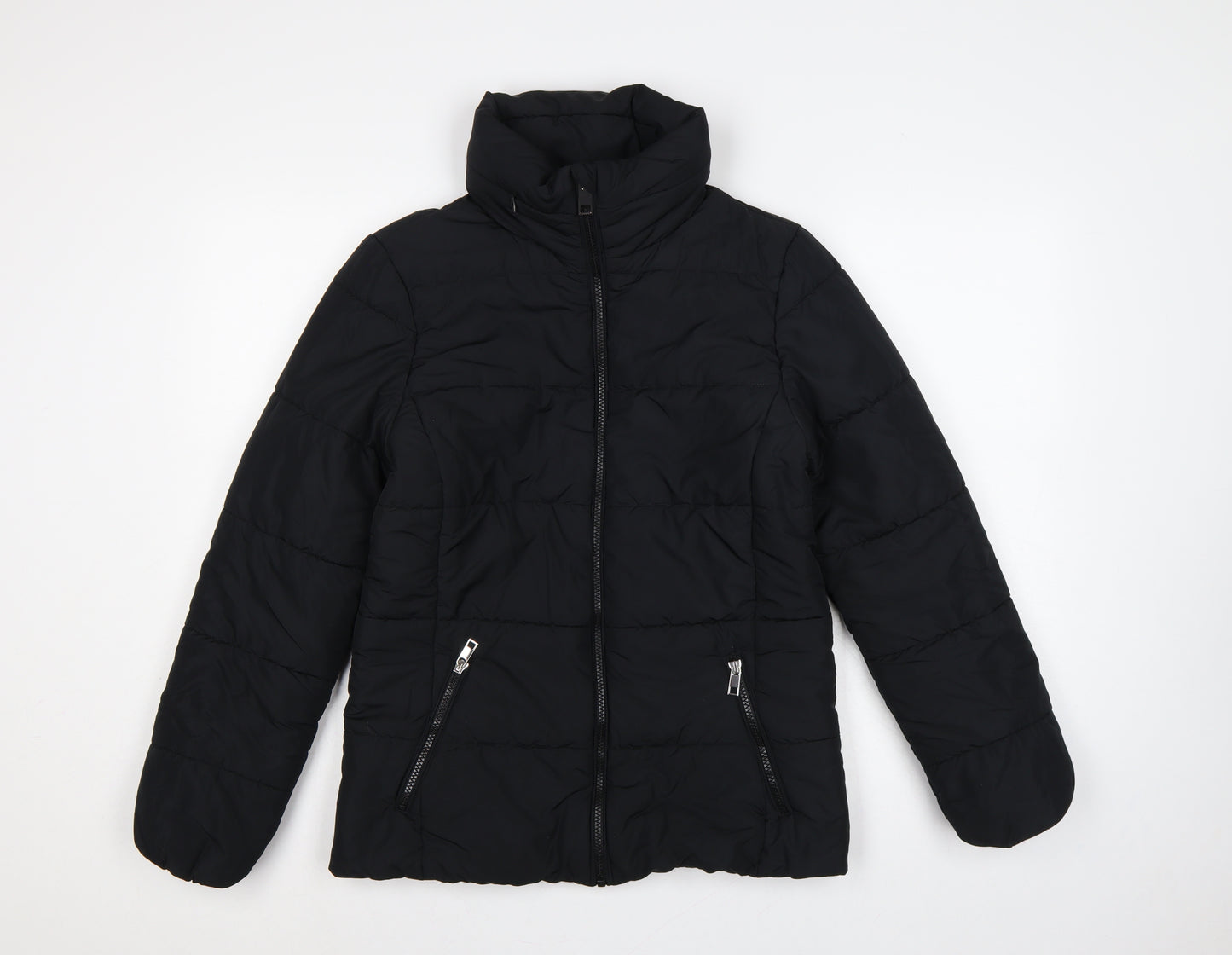 Marks and Spencer Women Black UK 8 Puffer Jacket Quilted Zip