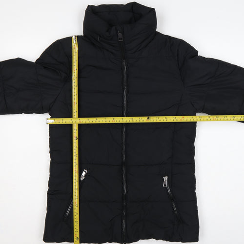 Marks and Spencer Women Black UK 8 Puffer Jacket Quilted Zip