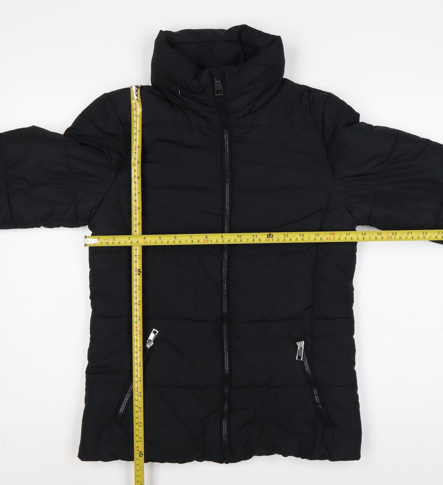Marks and Spencer Women Black UK 8 Puffer Jacket Quilted Zip
