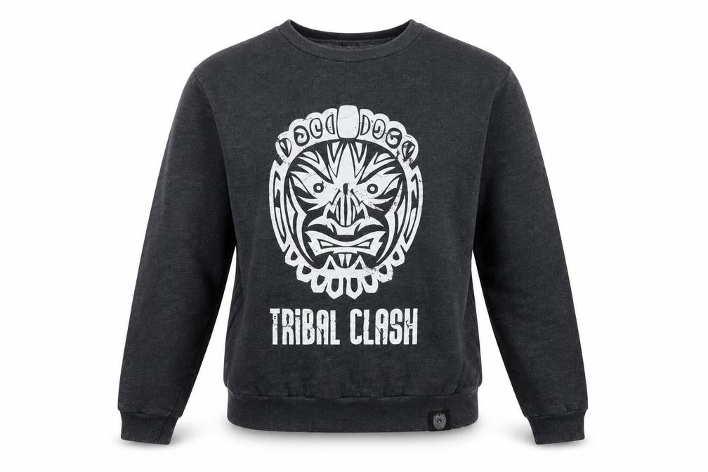 Front view of F496 Freedom unisex black s tribal tiger graphic sweatshirt