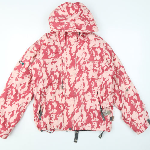 686 Women’s Pink Camo Art Print Hooded Ski Jacket Size S