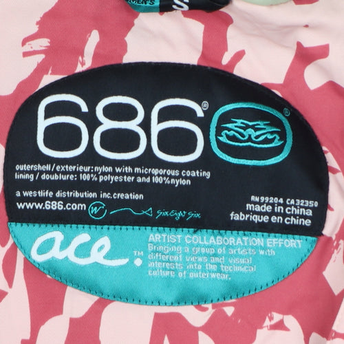 686 Women’s Pink Camo Art Print Hooded Ski Jacket Size S