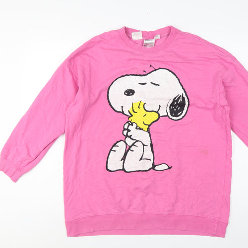 H&M Women’s Pink M Snoopy Woodstock Cartoon Long Sleeve Sweatshirt