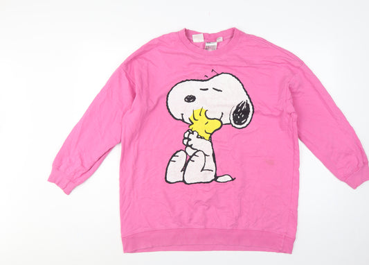 H&M Women’s Pink M Snoopy Woodstock Cartoon Long Sleeve Sweatshirt