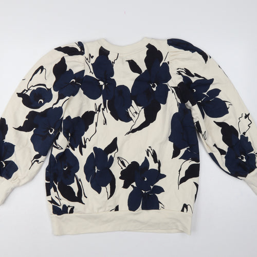 Kin Women’s Ivory Navy Floral Balloon Sleeve Sweatshirt Size S