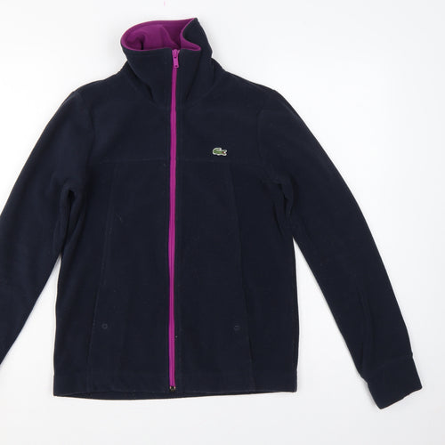 Lacoste Women’s Blue Fleece Zip Jacket UK 8 Sports Logo