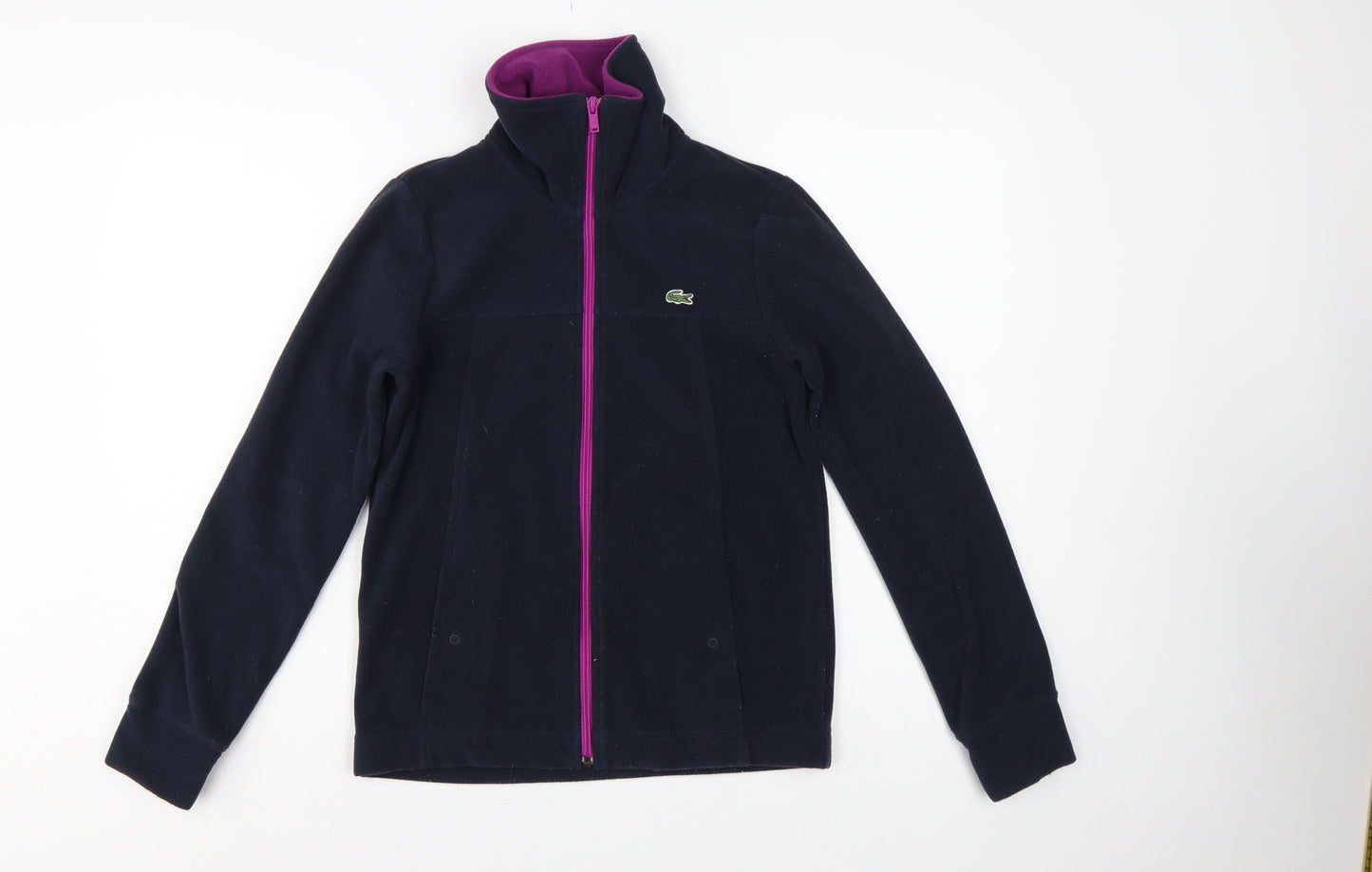 Lacoste Women’s Blue Fleece Zip Jacket UK 8 Sports Logo