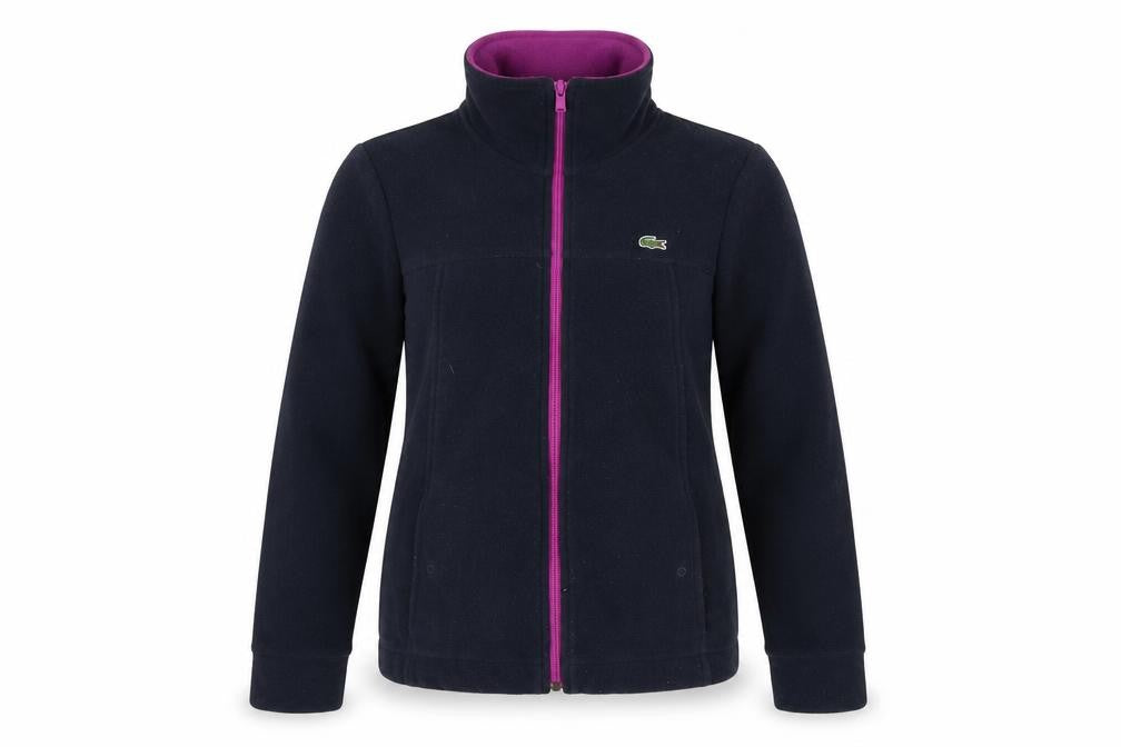 Lacoste Women’s Blue Fleece Zip Jacket UK 8 Sports Logo