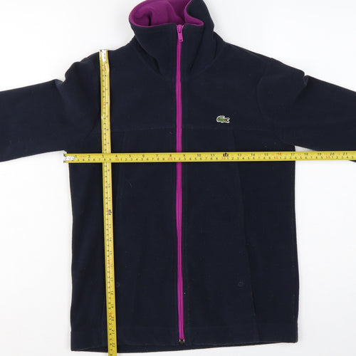 Lacoste Women’s Blue Fleece Zip Jacket UK 8 Sports Logo
