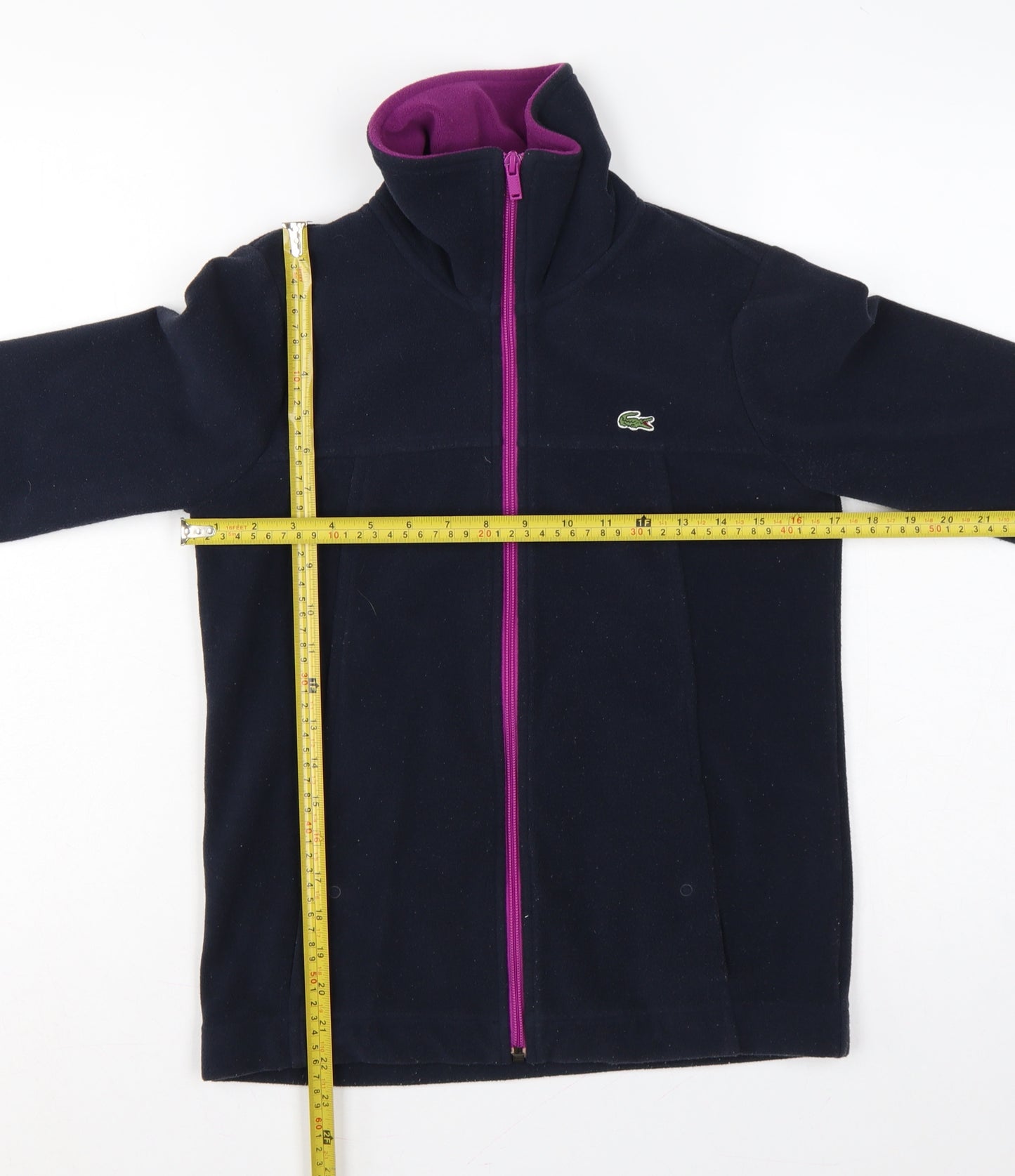 Lacoste Women’s Blue Fleece Zip Jacket UK 8 Sports Logo