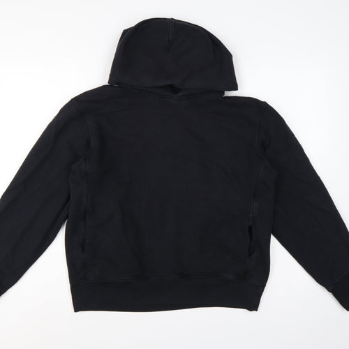 Uniqlo Unisex Adults Black M Pullover Hoodie Cotton Hooded Pockets
