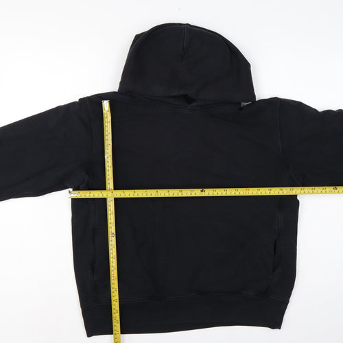 Uniqlo Unisex Adults Black M Pullover Hoodie Cotton Hooded Pockets