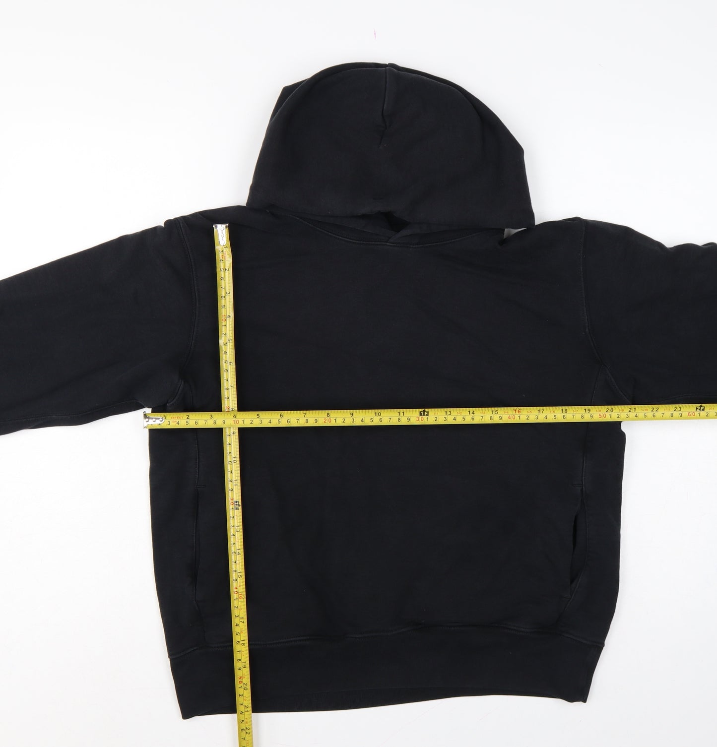 Uniqlo Unisex Adults Black M Pullover Hoodie Cotton Hooded Pockets