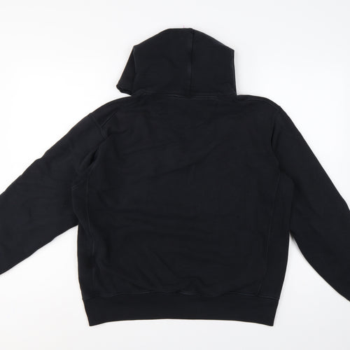 Uniqlo Unisex Adults Black M Pullover Hoodie Cotton Hooded Pockets
