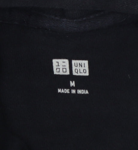 Uniqlo Unisex Adults Black M Pullover Hoodie Cotton Hooded Pockets