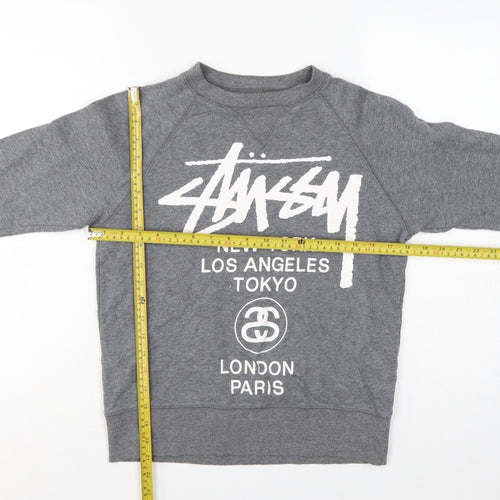 Stussy x Champion Unisex Grey S Pullover Logo Sweatshirt