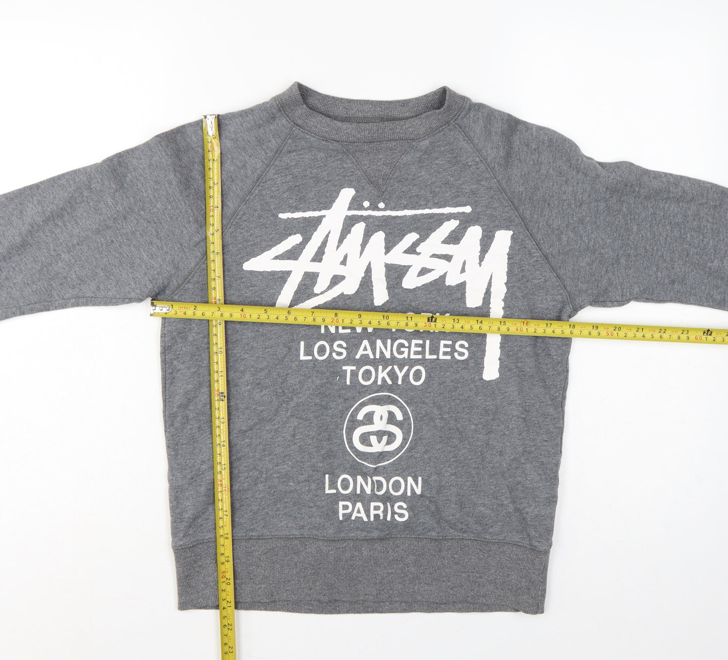 Stussy x Champion Unisex Grey S Pullover Logo Sweatshirt
