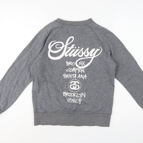 Stussy x Champion Unisex Grey S Pullover Logo Sweatshirt