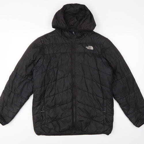 The North Face Boys Black XL Puffer Jacket Hooded Quilted Full Zip