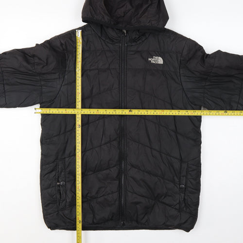The North Face Boys Black XL Puffer Jacket Hooded Quilted Full Zip