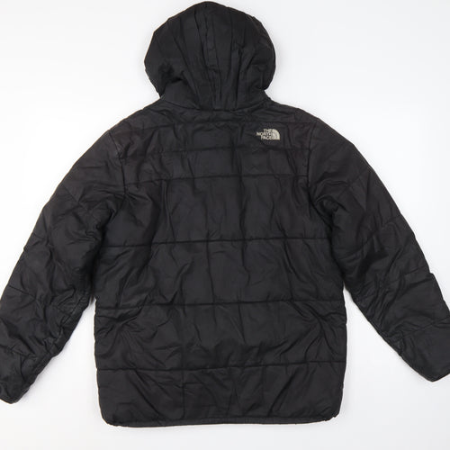 The North Face Boys Black XL Puffer Jacket Hooded Quilted Full Zip