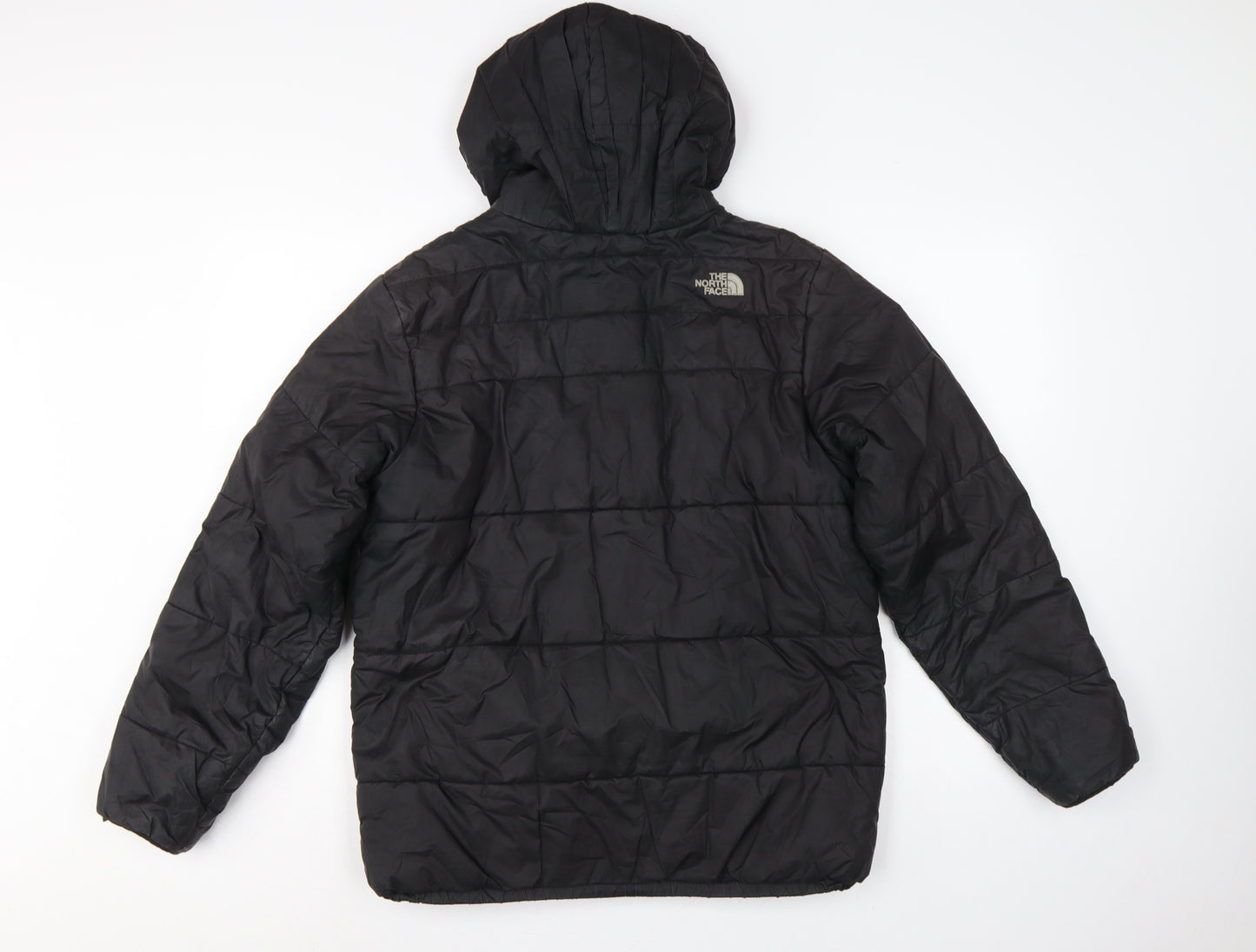 The North Face Boys Black XL Puffer Jacket Hooded Quilted Full Zip