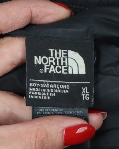 The North Face Boys Black XL Puffer Jacket Hooded Quilted Full Zip