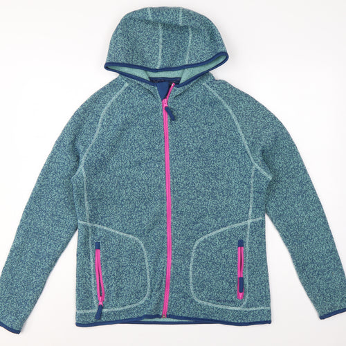 Weird Fish Women’s Blue Hooded Fleece Jacket Size 14 Full Zip