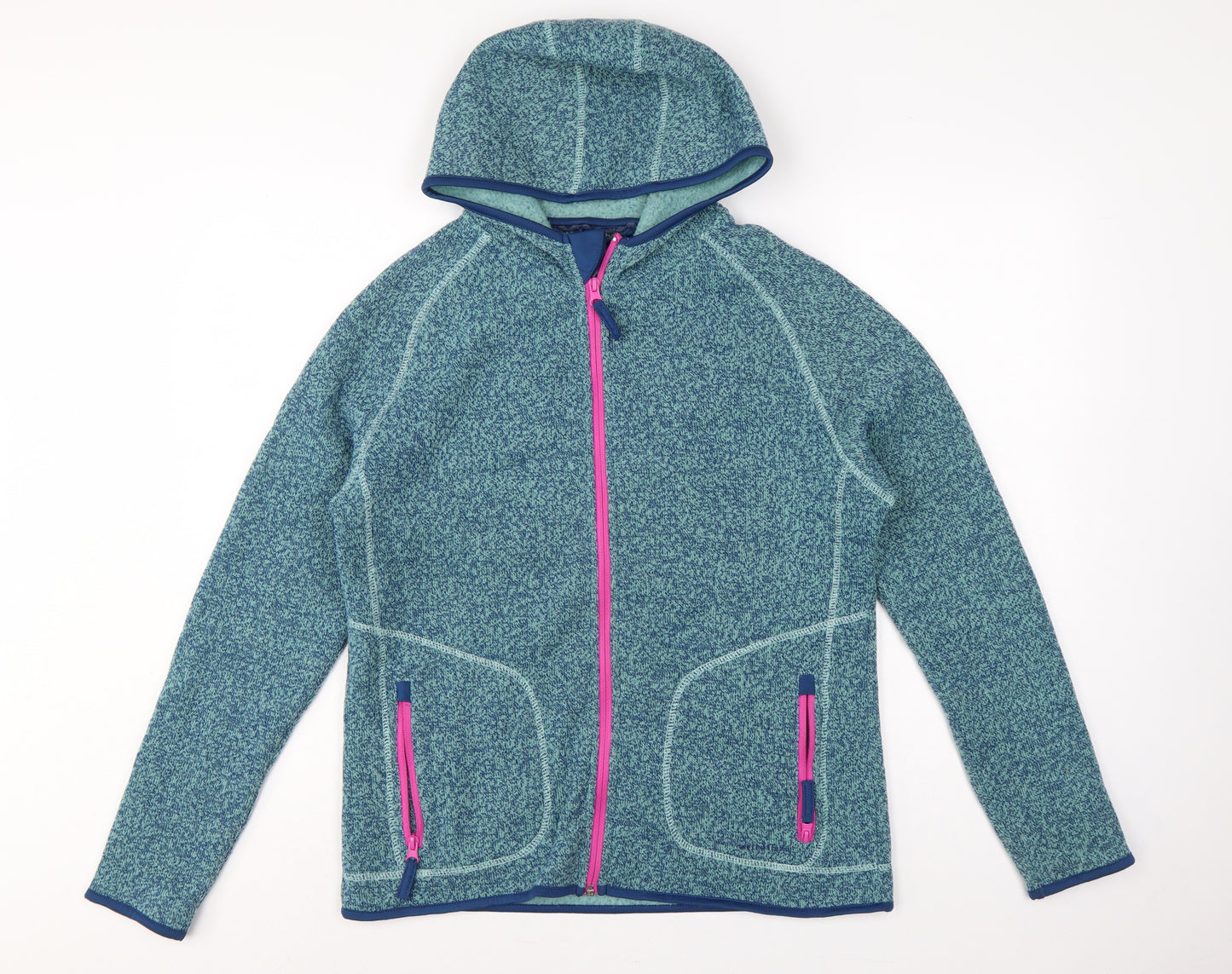 Weird Fish Women’s Blue Hooded Fleece Jacket Size 14 Full Zip