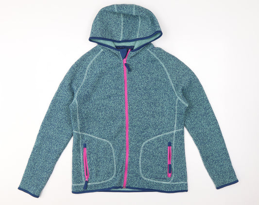 Weird Fish Women’s Blue Hooded Fleece Jacket Size 14 Full Zip