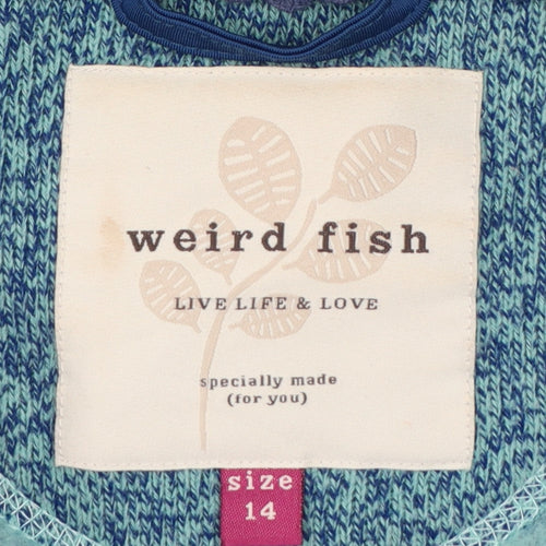 Weird Fish Women’s Blue Hooded Fleece Jacket Size 14 Full Zip