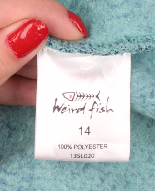 Weird Fish Women’s Blue Hooded Fleece Jacket Size 14 Full Zip