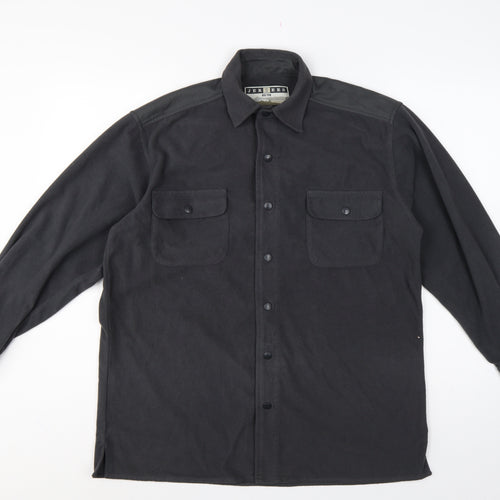Jerzees Men’s Black Small Fleece Snap Shirt Jacket Outdoor Workwear