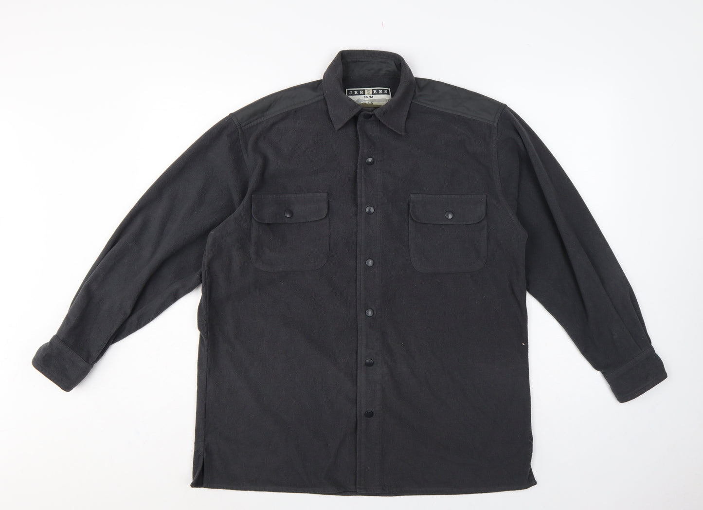 Jerzees Men’s Black Small Fleece Snap Shirt Jacket Outdoor Workwear