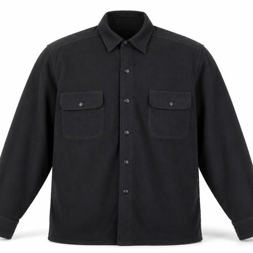Jerzees Men’s Black Small Fleece Snap Shirt Jacket Outdoor Workwear