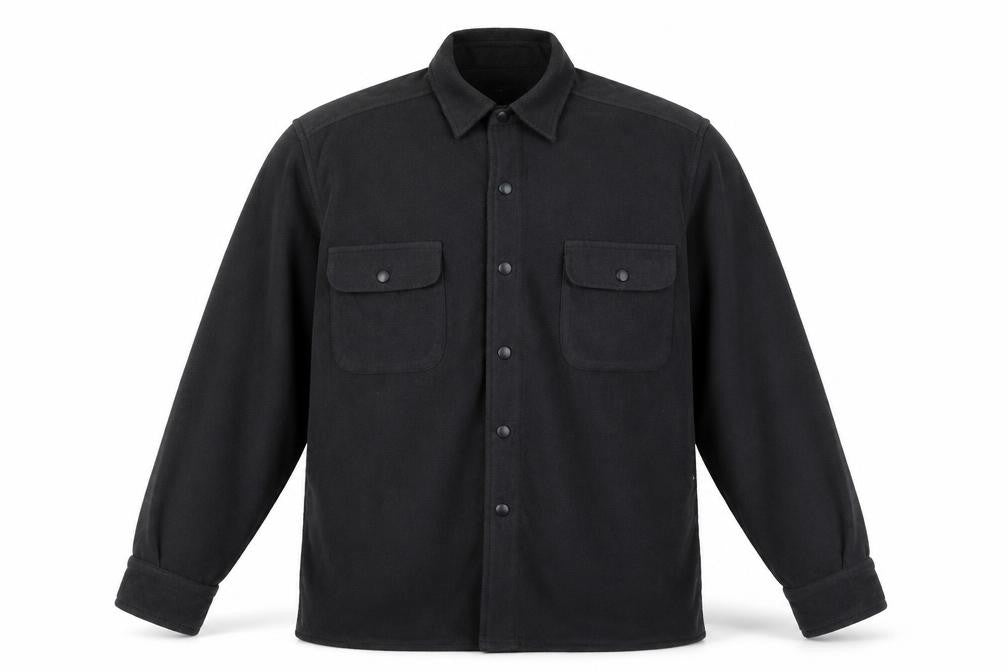Jerzees Men’s Black Small Fleece Snap Shirt Jacket Outdoor Workwear