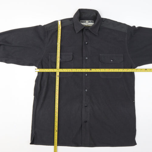 Jerzees Men’s Black Small Fleece Snap Shirt Jacket Outdoor Workwear