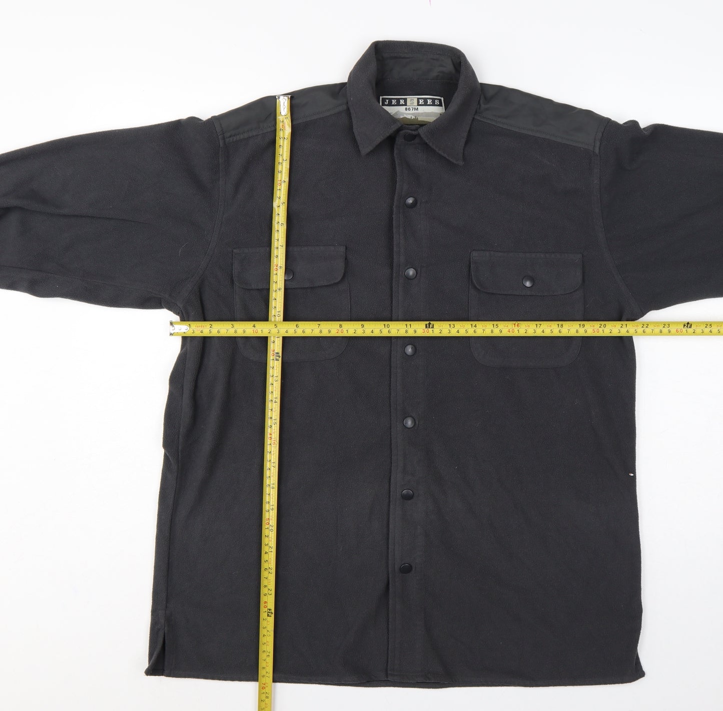 Jerzees Men’s Black Small Fleece Snap Shirt Jacket Outdoor Workwear