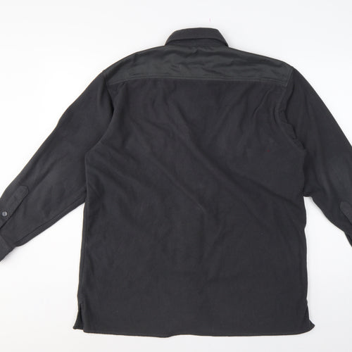 Jerzees Men’s Black Small Fleece Snap Shirt Jacket Outdoor Workwear