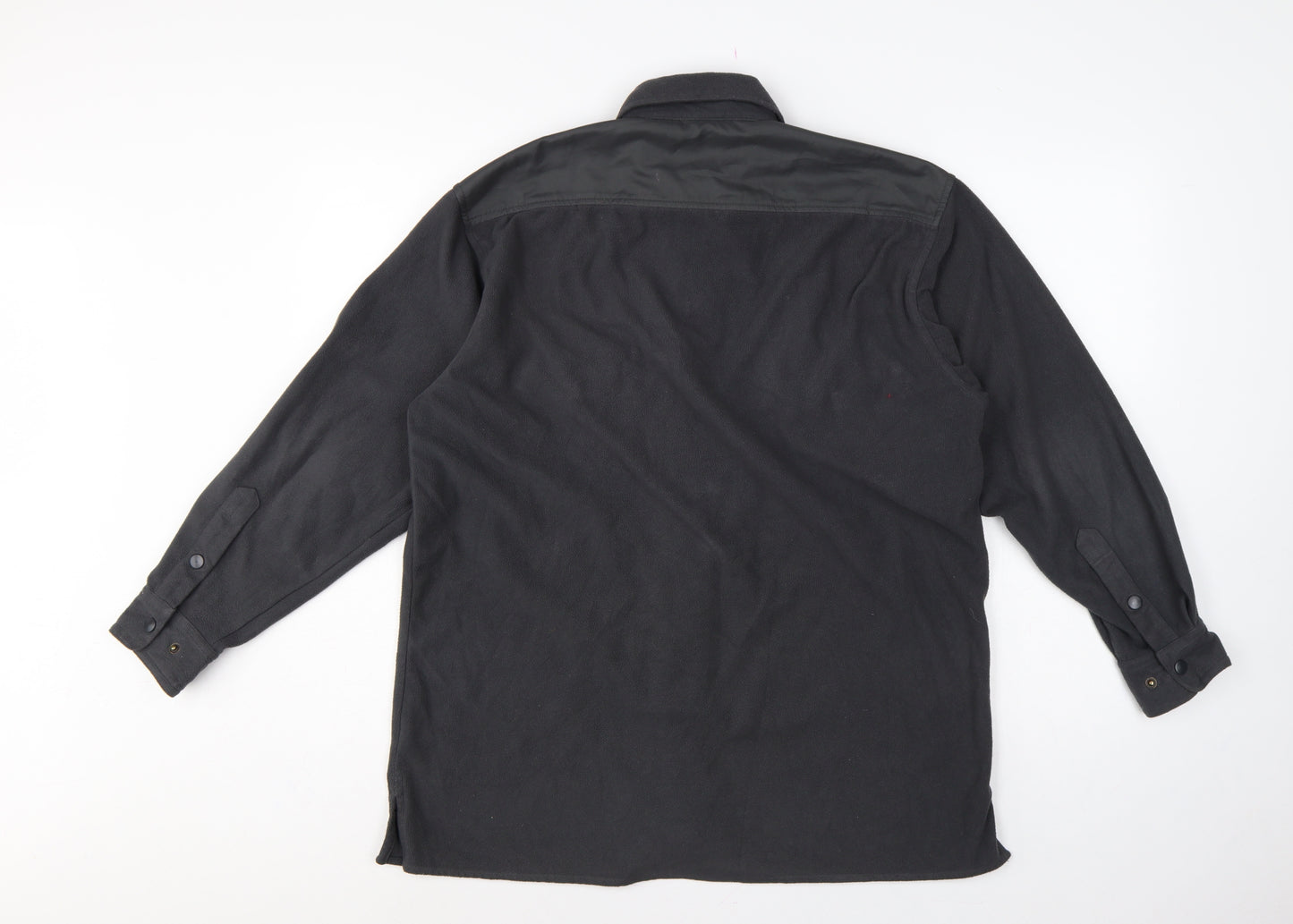 Jerzees Men’s Black Small Fleece Snap Shirt Jacket Outdoor Workwear