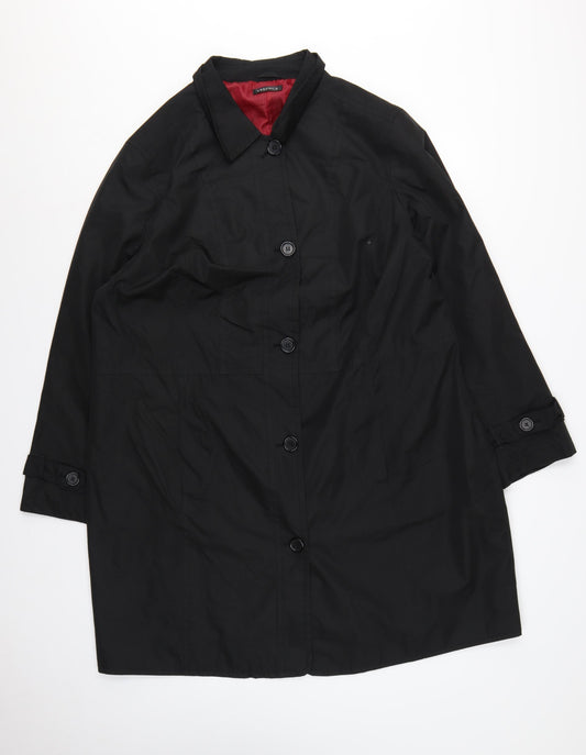 Essence Evans Women's Black UK 22 Mid-Length Button Overcoat Lined